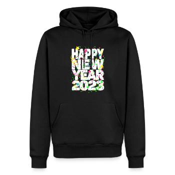 Fête du Nouvel An Bonne Année 2023 - Sweat à capuche Premium bio Homme - noir - Devant - Nico (187cm)