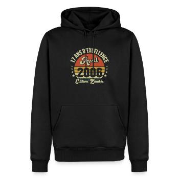 Avril 2006 17 Ans Anniversaire Vintage Idée Cadeau - Sweat à capuche Premium bio Homme - noir - Devant - Nico (187cm)