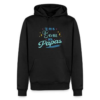 Le Plus Beau Des Papas Idée Cadeau Fête Des Pères - Sweat à capuche Premium bio Homme - noir - Devant - Nico (187cm)