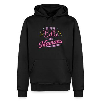 La Plus Belle Des Maman Idée Cadeau Fête Des Mères - Sweat à capuche Premium bio Homme - noir - Devant - Nico (187cm)