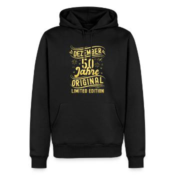 Décembre 50 ans Original Édition Limitée - Sweat à capuche Premium bio Homme - noir - Devant - Nico (187cm)