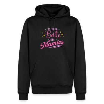 Plus Belle Des Mamies Cadeau Fête Des Grands-Mères - Sweat à capuche Premium bio Homme - noir - Devant - Nico (187cm)