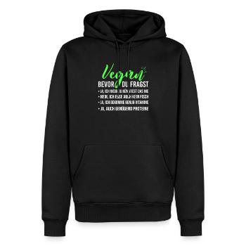 Bevor du fragst Vegane Ernährung Veganer - Männer Premium Bio Hoodie - Schwarz - Vorne - Nico (187cm)