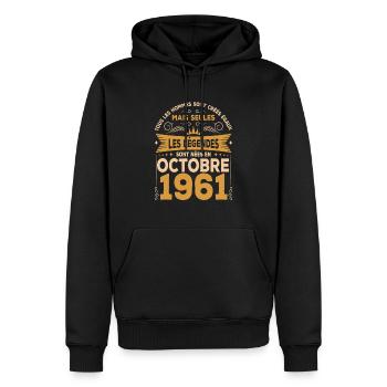 Les Légendes Sont Nées En Octobre 1961 - Sweat à capuche Premium bio Homme - noir - Devant - Nico (187cm)