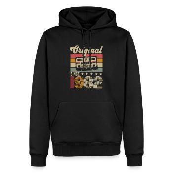 Vintage Geburtstag Original Geschenkidee 1982 - Männer Premium Bio Hoodie - Schwarz - Vorne - Nico (187cm)