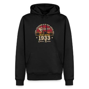 Les Légendes Sont Nées En Octobre 1933 - Sweat à capuche Premium bio Homme - noir - Devant - Nico (187cm)