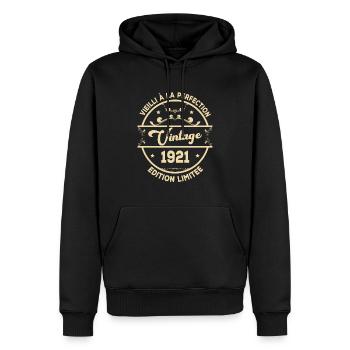 Vintage 1921 Idée Cadeau D Anniversaire Rétro 1921 - Sweat à capuche Premium bio Homme - noir - Devant - Nico (187cm)