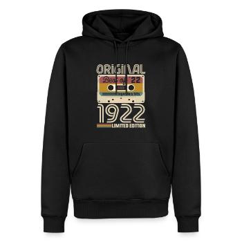 Vintage Geburtstag Original Geschenkidee 1922 - Männer Premium Bio Hoodie - Schwarz - Vorne - Nico (187cm)