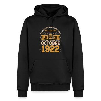 Les Légendes Sont Nées En Octobre 1922 - Sweat à capuche Premium bio Homme - noir - Devant - Nico (187cm)