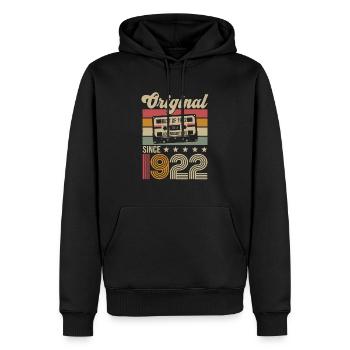 Vintage Geburtstag Original Geschenkidee 1922 - Männer Premium Bio Hoodie - Schwarz - Vorne - Nico (187cm)