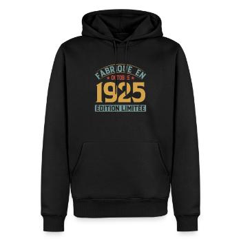 Fabriqué En Octobre 1925 Édition Limitée - Sweat à capuche Premium bio Homme - noir - Devant - Nico (187cm)