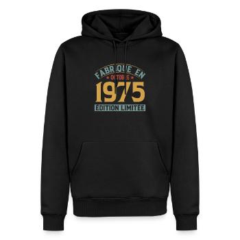 Fabriqué En Octobre 1975 Édition Limitée - Sweat à capuche Premium bio Homme - noir - Devant - Nico (187cm)