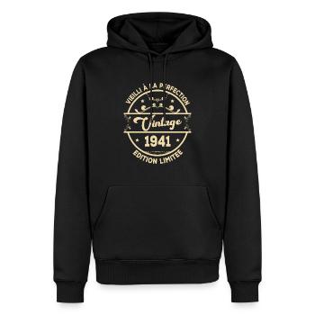 Vintage 1941 Idée Cadeau D Anniversaire Rétro 1941 - Sweat à capuche Premium bio Homme - noir - Devant - Nico (187cm)