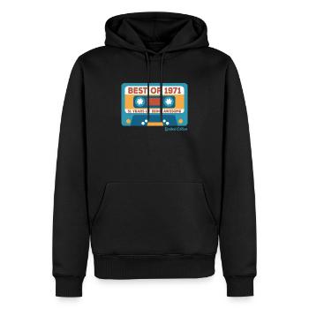 Jahrgang 1971 - Männer Premium Bio Hoodie - Schwarz - Vorne - Nico (187cm)