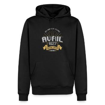 Avril 1927 96 Ans Anniversaire Vintage Idée Cadeau - Sweat à capuche Premium bio Homme - noir - Devant - Nico (187cm)