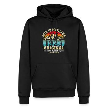 Perfekt gealtert 1923 Original - Männer Premium Bio Hoodie - Schwarz - Vorne - Nico (187cm)
