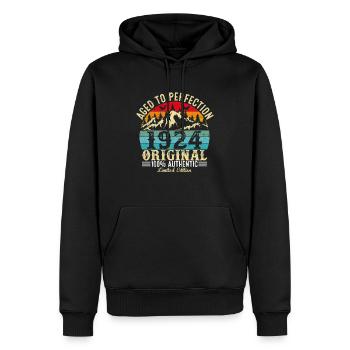Perfekt gealtert 1924 Original - Männer Premium Bio Hoodie - Schwarz - Vorne - Nico (187cm)