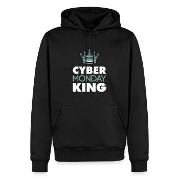 Cyber Monday King Buy Krone Fun Humor Joy - Men’s Premium Organic Hoodie - black - Front - Nico (187cm)