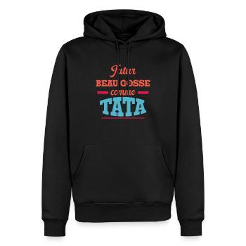 Beau Gosse Comme Tata Cadeau Annonce Grossesse - Sweat à capuche Premium bio Homme - noir - Devant - Nico (187cm)