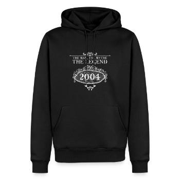 2004| Vintage Legend seit 2004 Geburtstag - Männer Premium Bio Hoodie - Schwarz - Vorne - Nico (187cm)