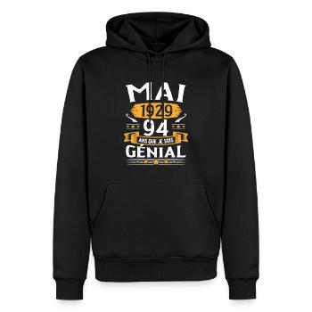 Mai 1929 94 Ans Que Je Suis Génial Anniversaire - Sweat à capuche Premium bio Homme - noir - Devant - Nico (187cm)