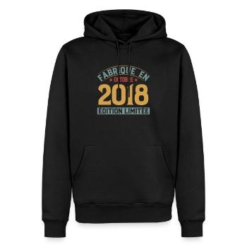 Fabriqué En Octobre 2018 Édition Limitée - Sweat à capuche Premium bio Homme - noir - Devant - Nico (187cm)