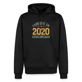 Fabriqué En Octobre 2020 Édition Limitée - Sweat à capuche Premium bio Homme - noir - Devant - Nico (187cm)