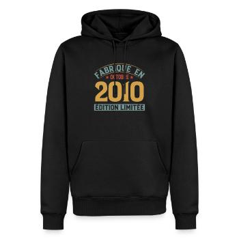 Hergestellt im Oktober 2010 limitierte Auflage - Männer Premium Bio Hoodie - Schwarz - Vorne - Nico (187cm)