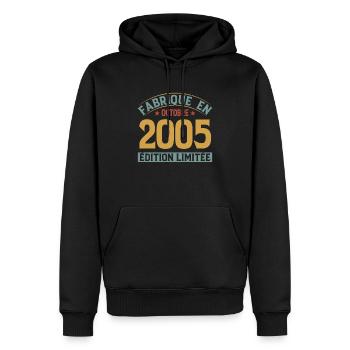 Hergestellt im Oktober 2005 limitierte Auflage - Männer Premium Bio Hoodie - Schwarz - Vorne - Nico (187cm)