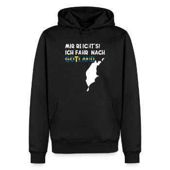 MIR REICHT'S ICH FAHR' NACH GOTLAND Schweden Insel - Männer Premium Bio Hoodie - Schwarz - Vorne - Nico (187cm)