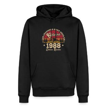 Legends Were Born im Oktober 1988 - Männer Premium Bio Hoodie - Schwarz - Vorne - Nico (187cm)