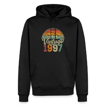 Vintage 1997 - Sweat à capuche Premium bio Homme - noir - Devant - Nico (187cm)