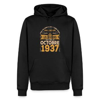 Les Légendes Sont Nées En Octobre 1937 - Sweat à capuche Premium bio Homme - noir - Devant - Nico (187cm)