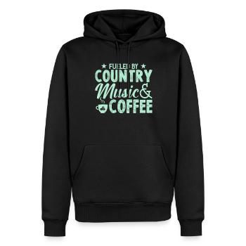 Durch Country Musik Und Kaffee Angeheizt - Männer Premium Bio Hoodie - Schwarz - Vorne - Nico (187cm)