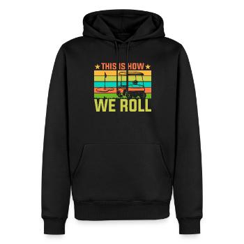 How we roll - Golfers - Men’s Premium Organic Hoodie - black - Front - Nico (187cm)