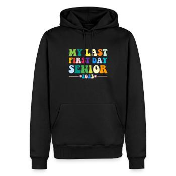 Mon dernier premier jour de classe senior de 2023 - Sweat à capuche Premium bio Homme - noir - Devant - Nico (187cm)