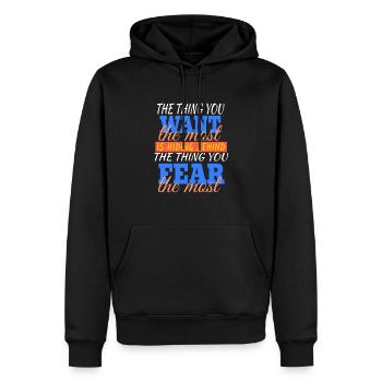 La chose que vous voulez la plus drôle inspirante - Sweat à capuche Premium bio Homme - noir - Devant - Nico (187cm)