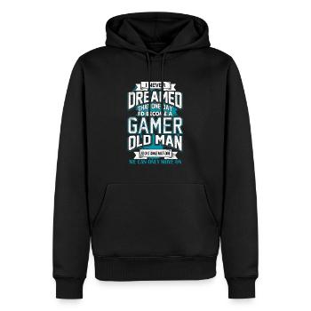 Je n’ai jamais rêvé qu’un jour je deviendrais un joueur - Sweat à capuche Premium bio Homme - noir - Devant - Nico (187cm)