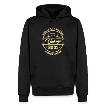 Vintage 2001 Idée Cadeau D Anniversaire Rétro 2001 - Sweat à capuche Premium bio Homme - noir - Devant - Nico (187cm)