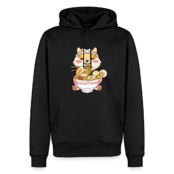Ramen Cat Japon Kawaii - Sweat à capuche Premium bio Homme - noir - Devant - Nico (187cm)