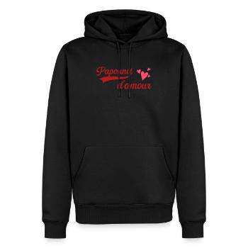 Papounet D'Amour Idée Cadeau Fête Des Pères - Sweat à capuche Premium bio Homme - noir - Devant - Nico (187cm)