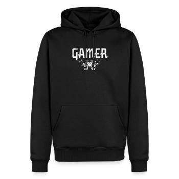 Manette de jeu Gamer Black Edition - Sweat à capuche Premium bio Homme - noir - Devant - Nico (187cm)