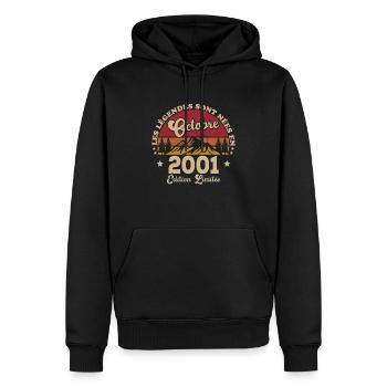 Die Legenden wurden im Oktober 2001 geboren - Männer Premium Bio Hoodie - Schwarz - Vorne - Nico (187cm)