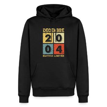 Anniversaire Vintage Idée Cadeau Décembre 2004 - Sweat à capuche Premium bio Homme - noir - Devant - Nico (187cm)