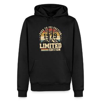 Perfekt gealtert Made in 1979 - Männer Premium Bio Hoodie - Schwarz - Vorne - Nico (187cm)