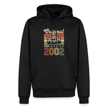 Vintage Geburtstag Original Geschenkidee 2002 - Männer Premium Bio Hoodie - Schwarz - Vorne - Nico (187cm)