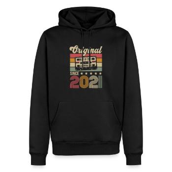 Anniversaire Vintage Idée Cadeau Original 2021 - Sweat à capuche Premium bio Homme - noir - Devant - Nico (187cm)