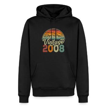 Vintage 2008 - Sweat à capuche Premium bio Homme - noir - Devant - Nico (187cm)