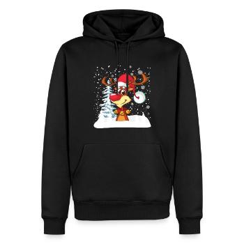 Renne Drôle d’hiver Joyeux Noël - Sweat à capuche Premium bio Homme - noir - Devant - Nico (187cm)