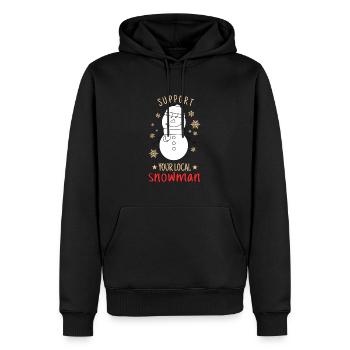 Soutenez votre pyjama de Noël amusant de bonhomme de neige local - Sweat à capuche Premium bio Homme - noir - Devant - Nico (187cm)